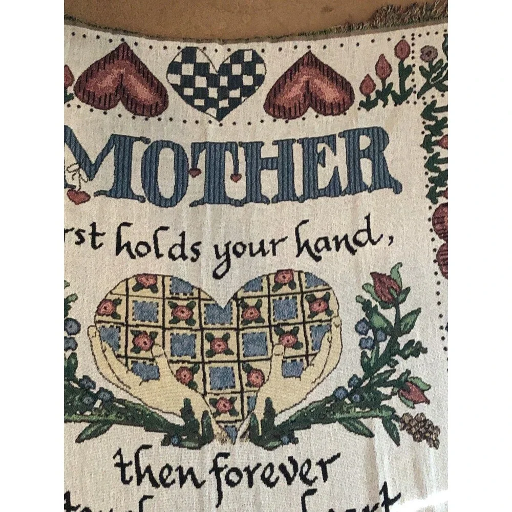 VTG Rug Barn Mother First Holds Your Hand Tapestry 60